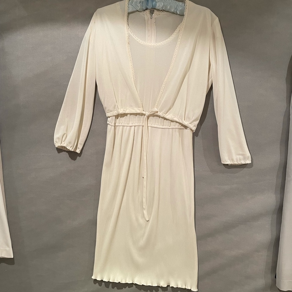Vintage soft 2pc pleated chiffon blouson dress